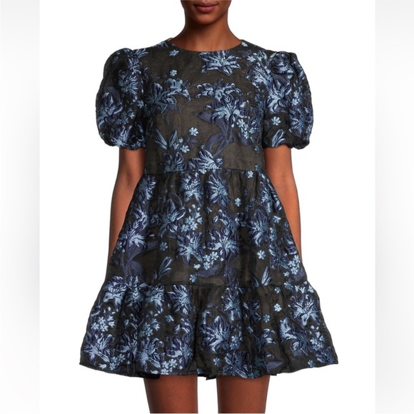 Elliatt Cocktail Minidress Liberty Assent Floral Jacquard Dress Medium - Picture 3 of 4